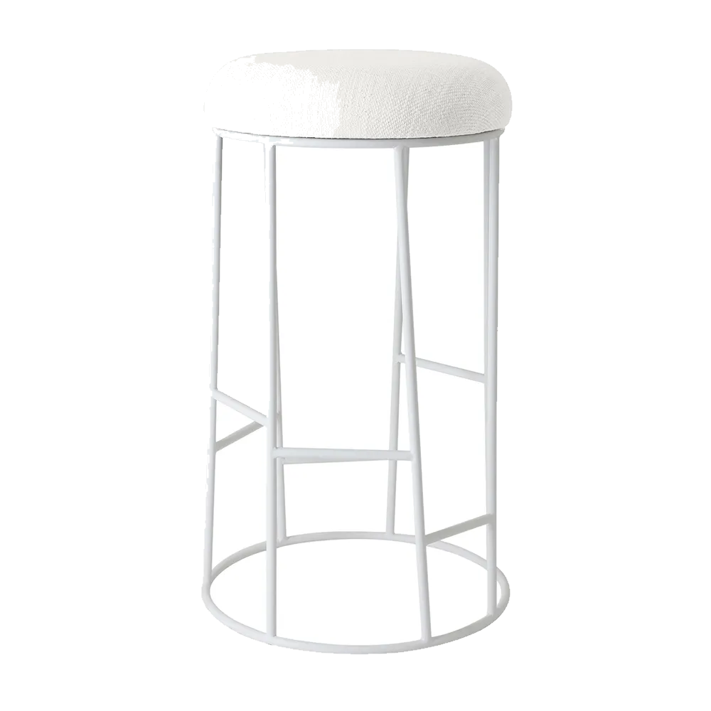 Aiden White Steel Bar Stool - Natural Linen