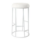 Asher White Steel Bar Stool - Natural Linen