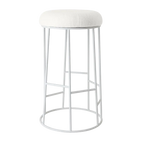 Asher White Steel Bar Stool - Natural Linen