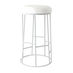 Aiden White Steel Bar Stool - Natural Linen
