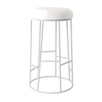 Aiden White Steel Bar Stool - Natural Linen
