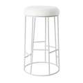 Asher White Steel Bar Stool - Natural Linen