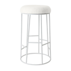 Asher White Steel Bar Stool - Natural Linen