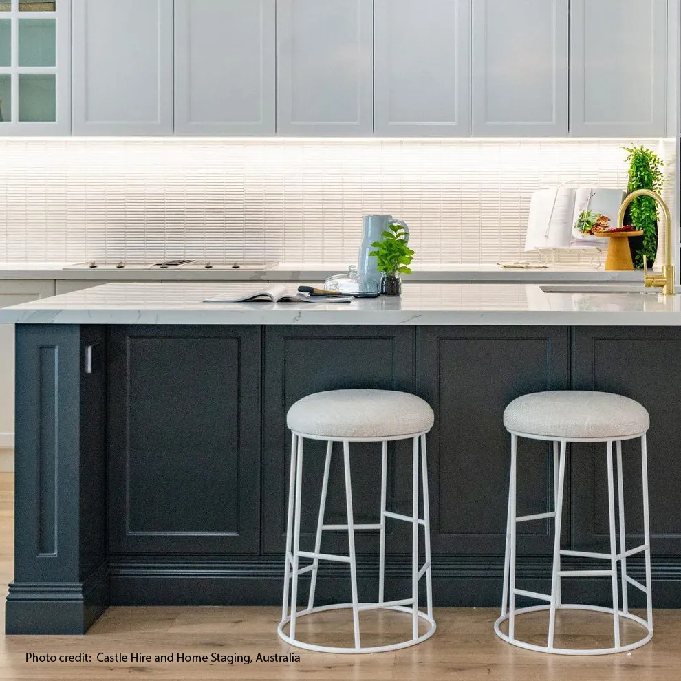 Asher White Steel Counter Stool - Natural Linen