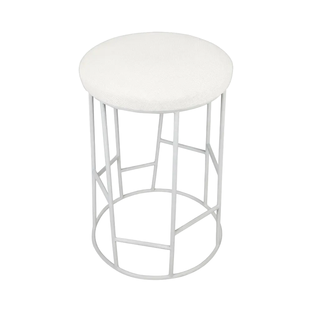 Asher White Steel Counter Stool - Natural Linen