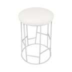 Aiden White Steel Kitchen Stool - Natural Linen