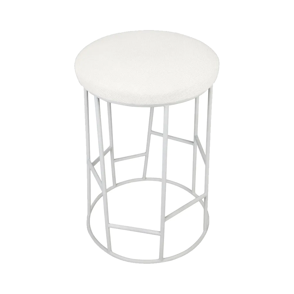 Aiden White Steel Kitchen Stool - Natural Linen