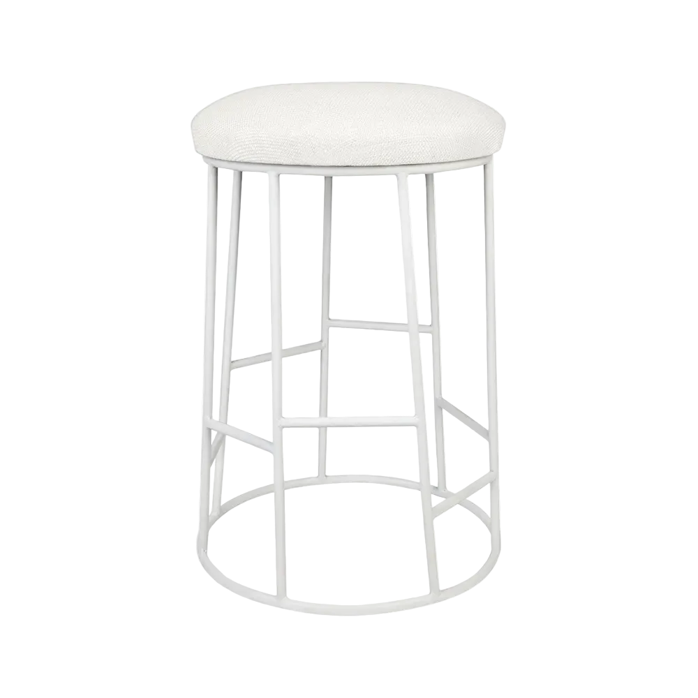Asher White Steel Counter Stool - Natural Linen