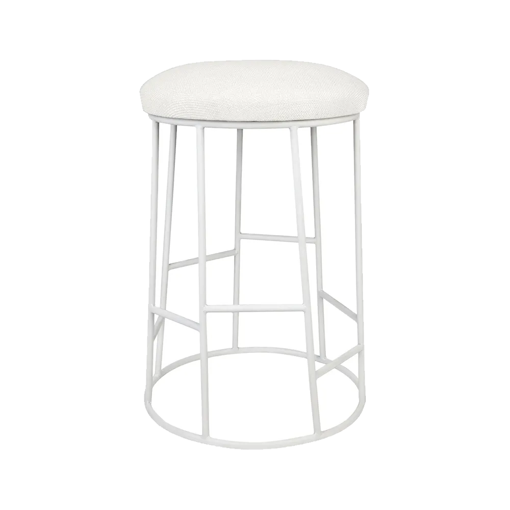 Aiden White Steel Kitchen Stool - Natural Linen