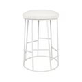 Aiden White Steel Kitchen Stool - Natural Linen