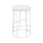 Aiden White Steel Kitchen Stool - Natural Linen
