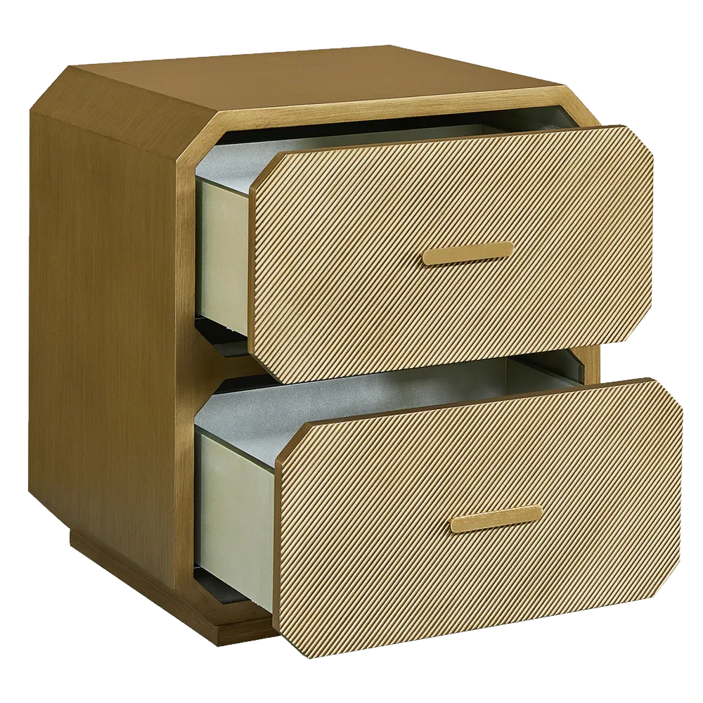 Anderson 2 Drawer Bedside Table - Antique Gold