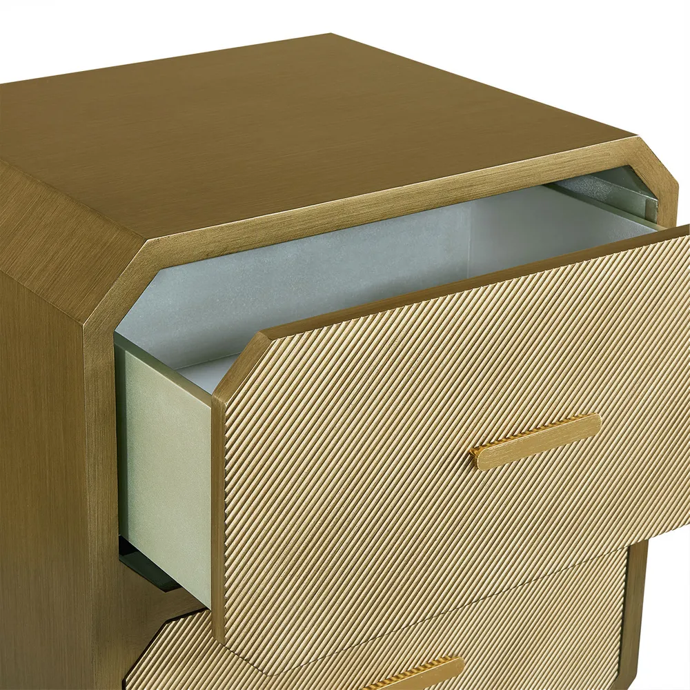 Anderson 2 Drawer Bedside Table - Antique Gold