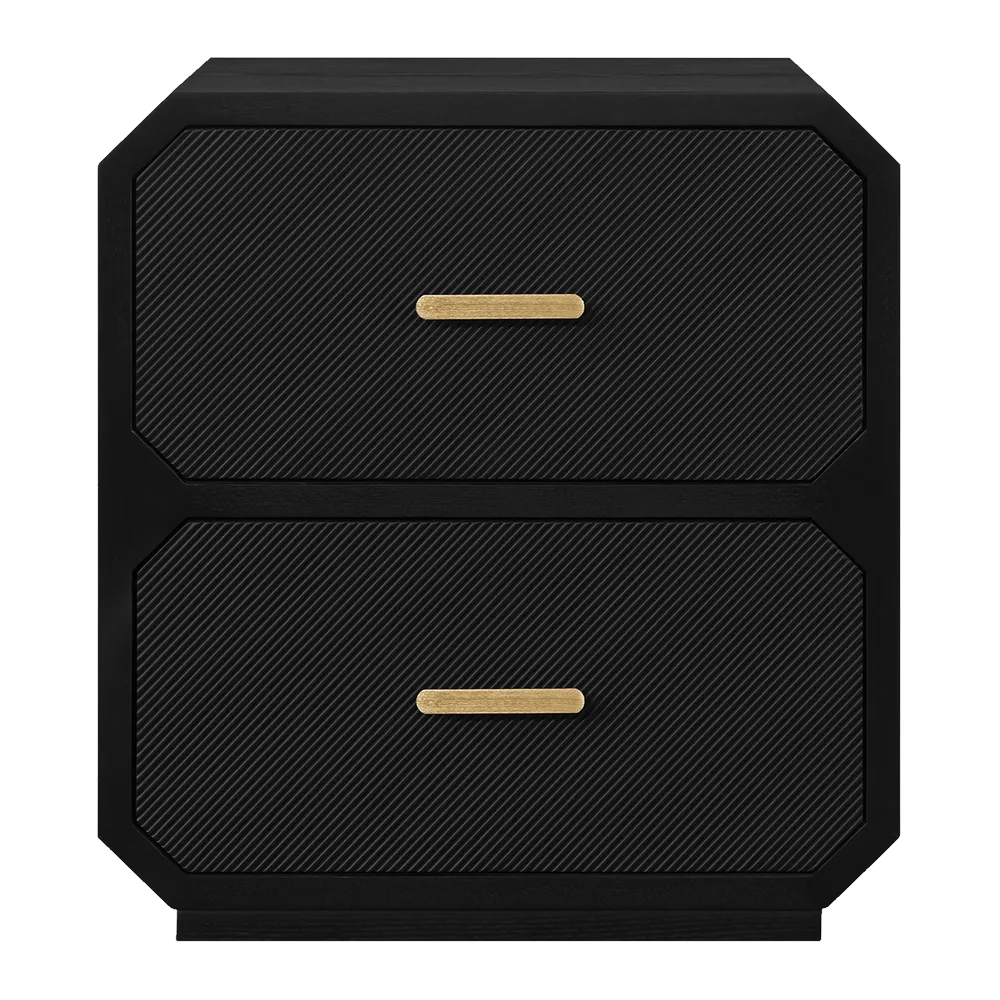 Anderson 2 Drawer Bedside Table - Black