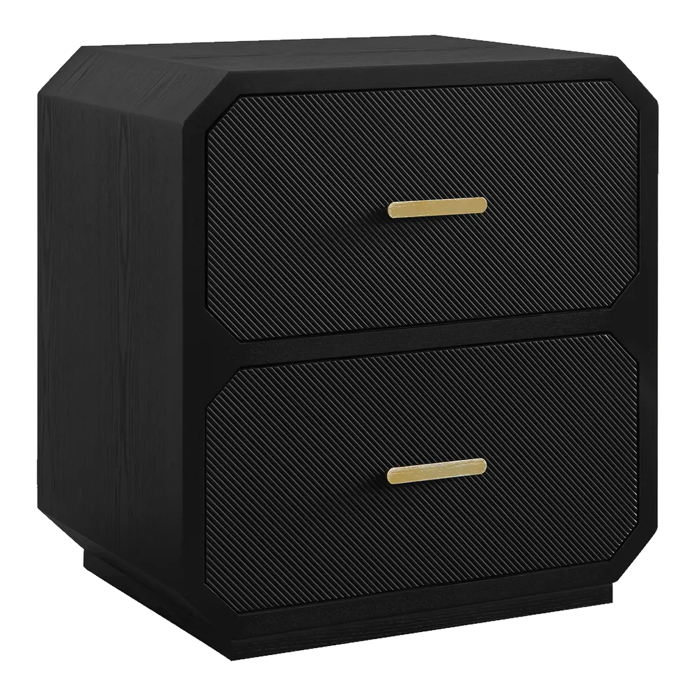 Anderson 2 Drawer Bedside Table - Black