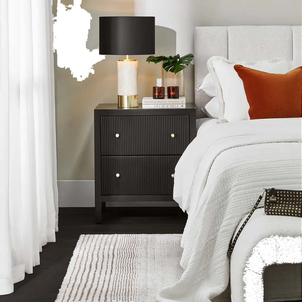 Ariana Large Black Bedside Table Range