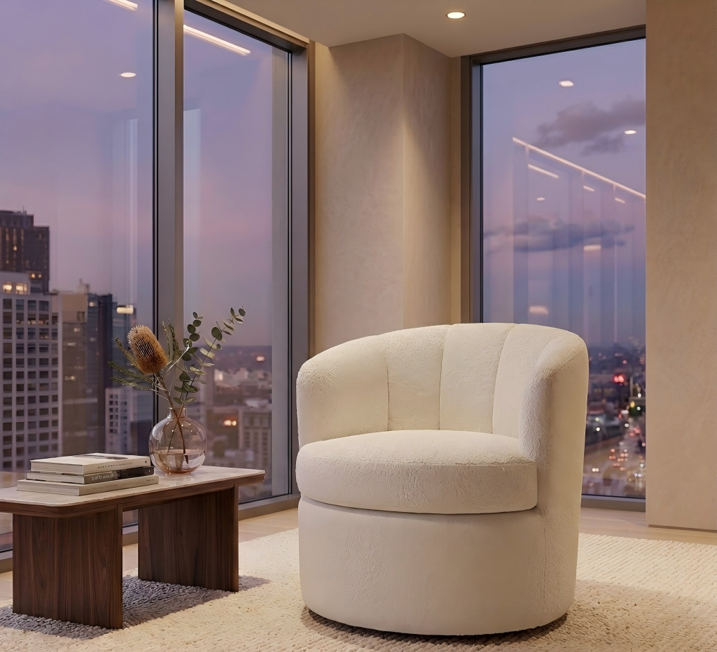 Atlanta Swivel Chair - Ivory