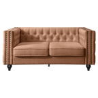 Firch Tufted Faux Leather Sofa, 2 Seater, Tan