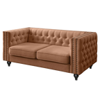 Firch Tufted Faux Leather Sofa, 2 Seater, Tan