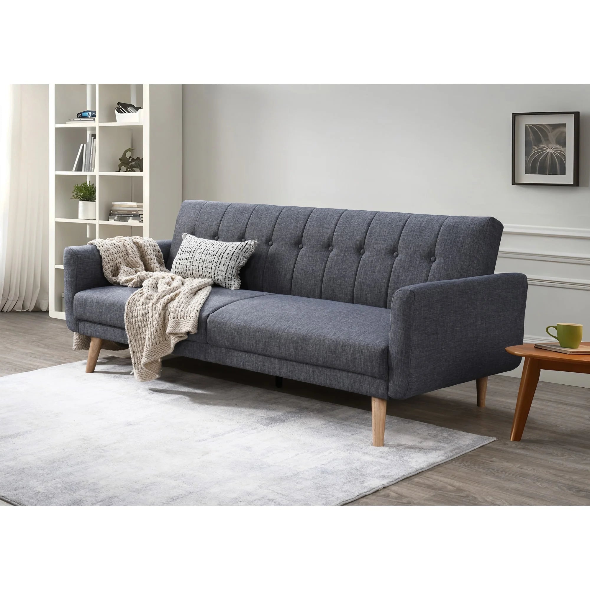 Dovrin Fabric Click Clack Sofa Bed, 3 Seater, Dark Grey