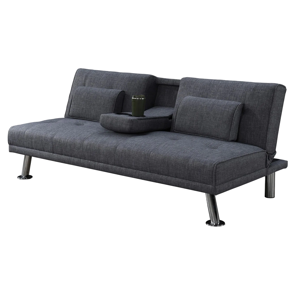 Noretta Fabric Click Clack Sofa Bed, 3 Seater, Dark Grey
