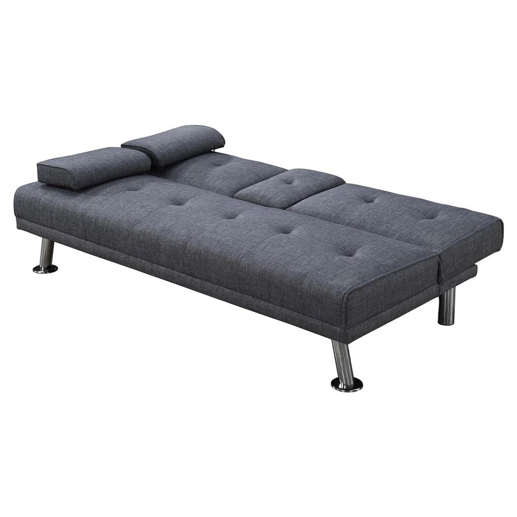 Noretta Fabric Click Clack Sofa Bed, 3 Seater, Dark Grey