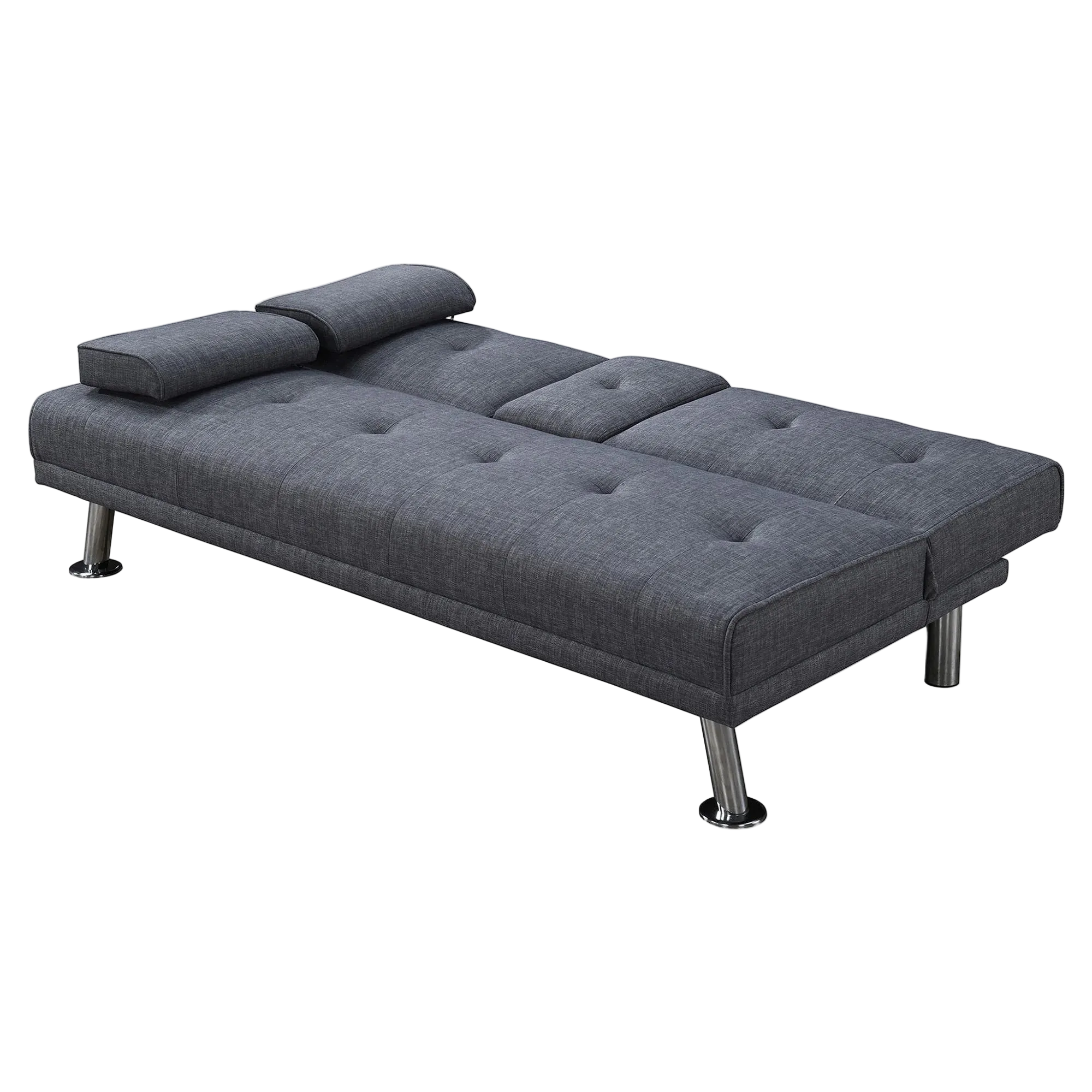 Noretta Fabric Click Clack Sofa Bed, 3 Seater, Dark Grey