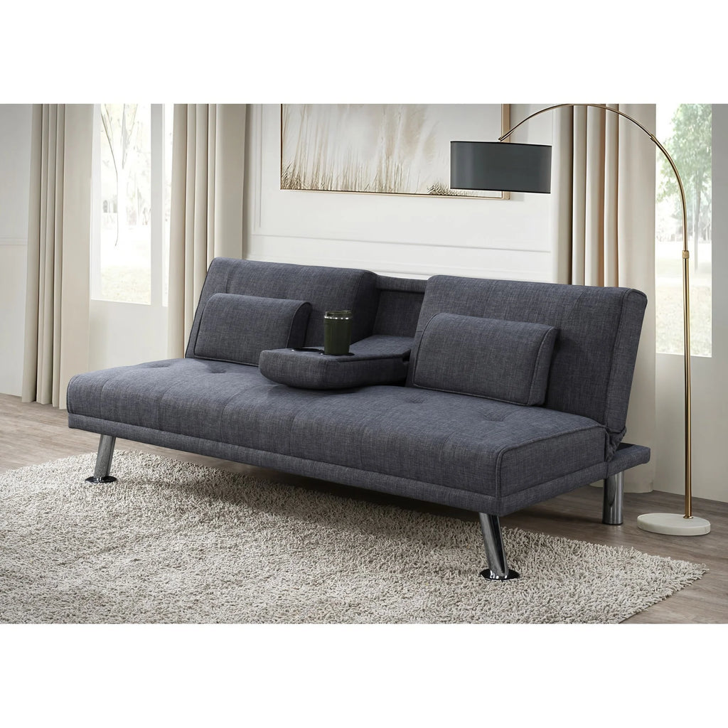 Noretta Fabric Click Clack Sofa Bed, 3 Seater, Dark Grey
