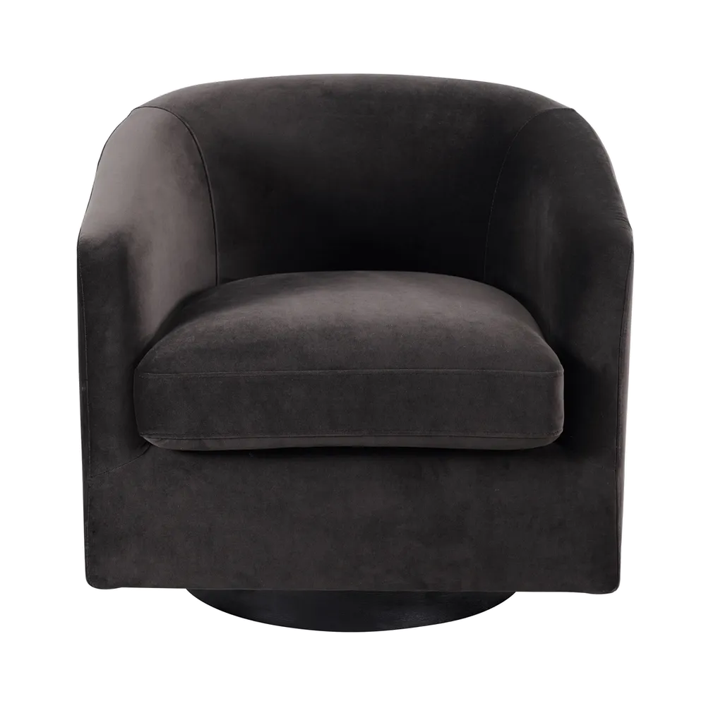 Bentley Swivel Accent Chair - Slate Grey Velvet