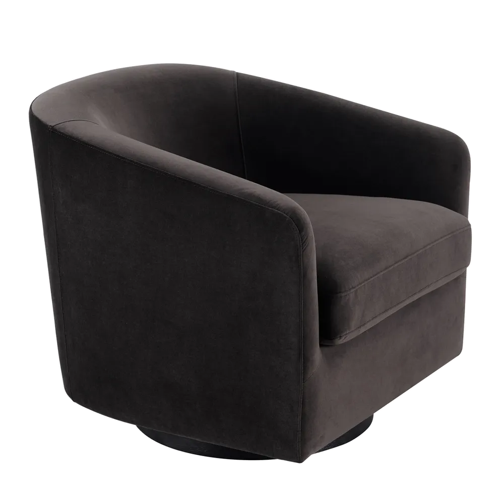 Bentley Swivel Accent Chair - Slate Grey Velvet