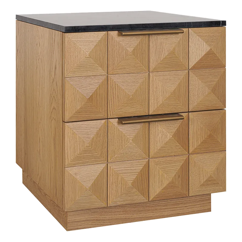 Berkley Bedside Table Range - Natural Oak & White Marble