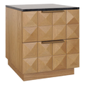 Berkley Bedside Table Range - Natural Oak & White Marble