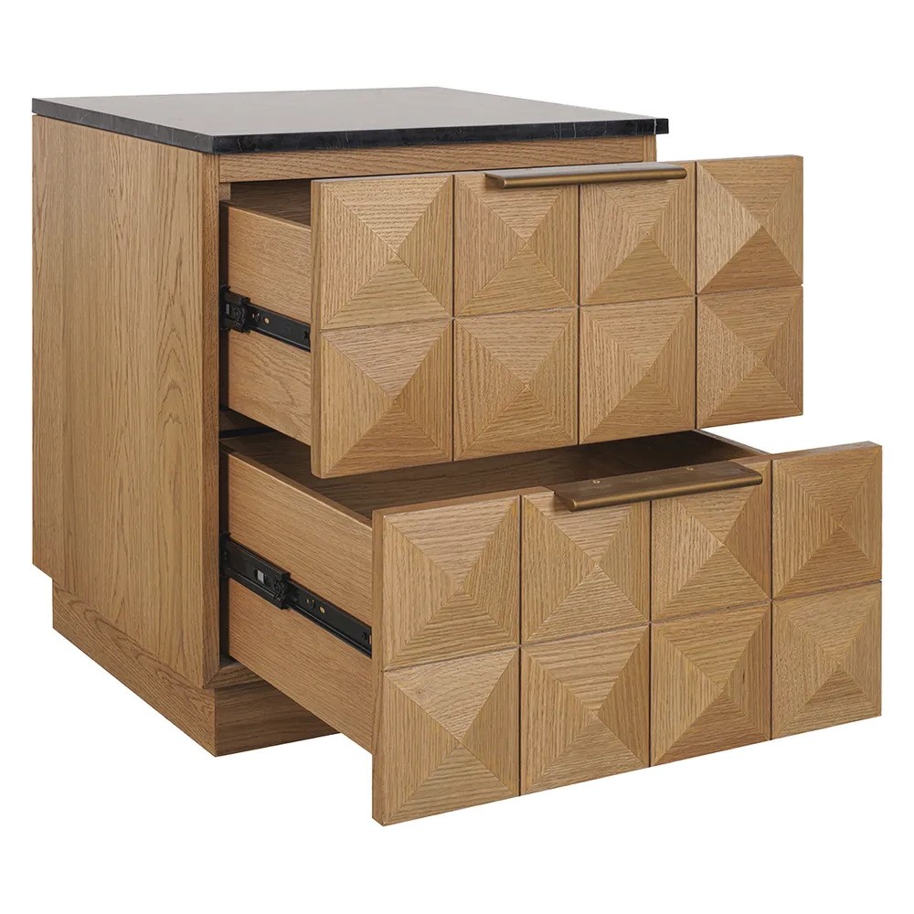 Berkley Bedside Table Range - Natural Oak & White Marble
