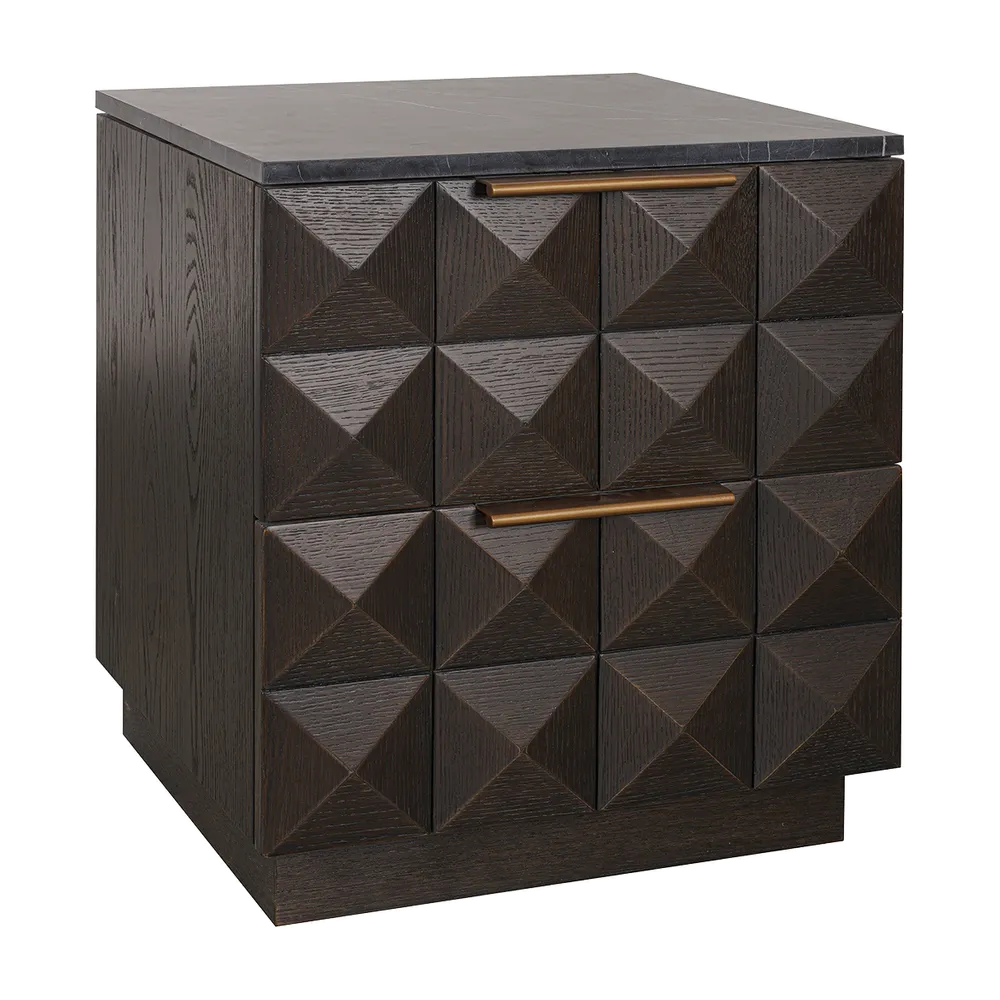 Berkley Bedside Table Range - Smoked Oak & Black Marble