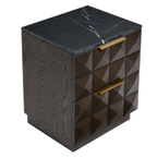 Berkley Bedside Table Range - Smoked Oak & Black Marble