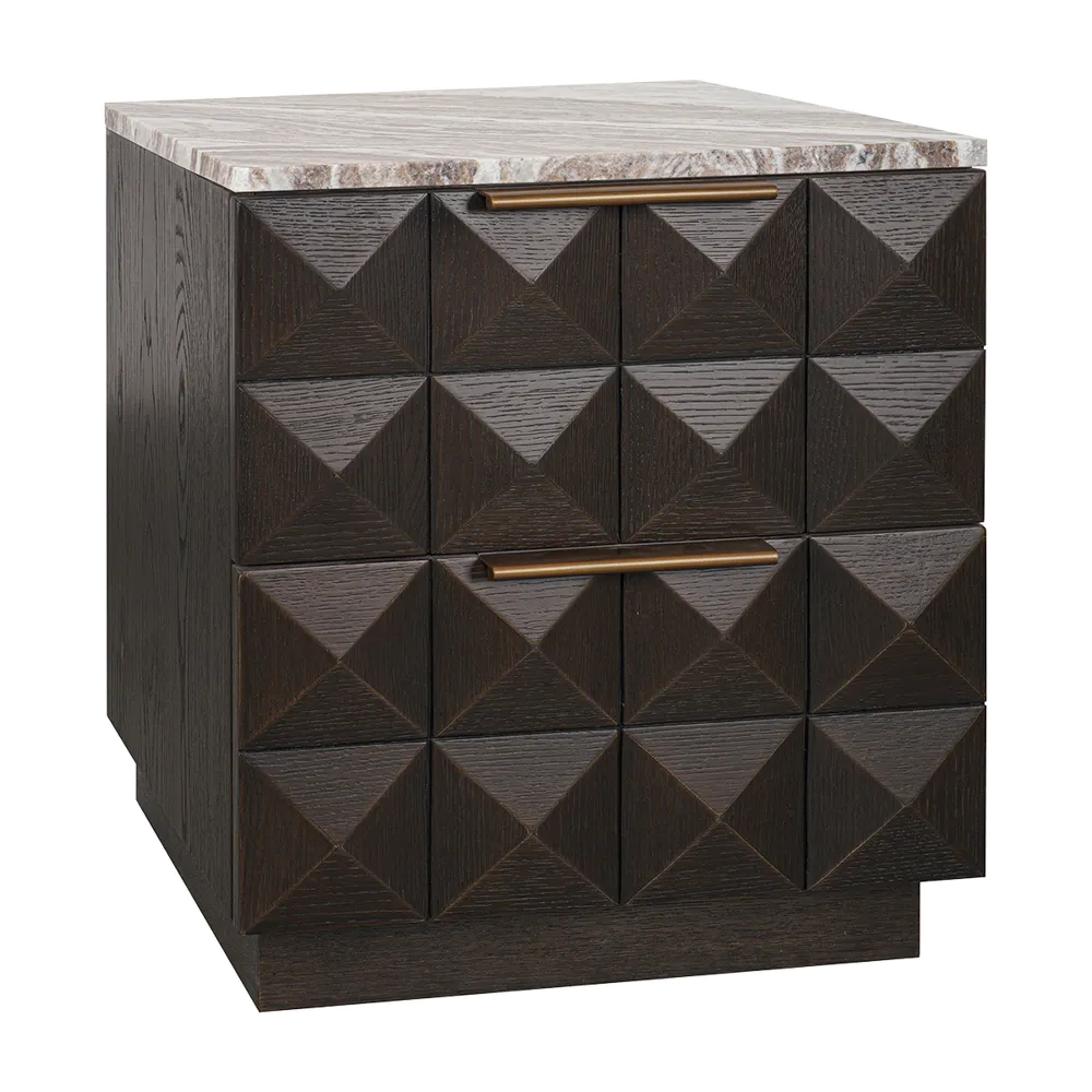 Berkley Bedside Table Range - Smoked Oak & Black Marble