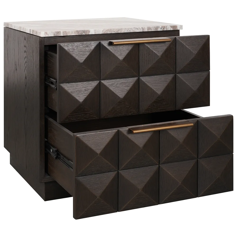 Berkley Bedside Table Range - Smoked Oak & Black Marble