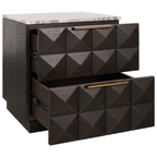 Berkley Bedside Table Range - Smoked Oak & Black Marble