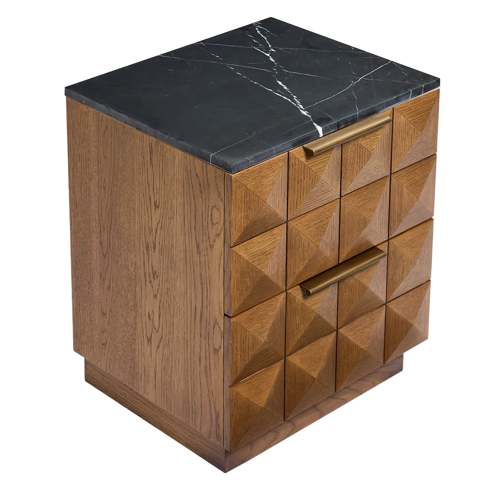 Berkley Bedside Table Range - Walnut & Travertine