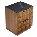 Berkley Bedside Table Range - Walnut & Travertine