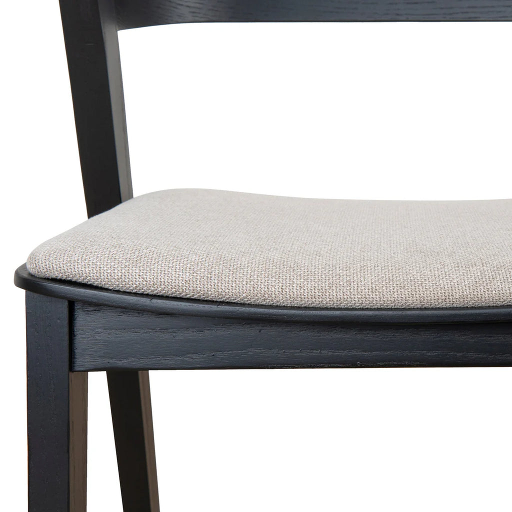 Black Dining Chair - Grey Seat (Set of 2)