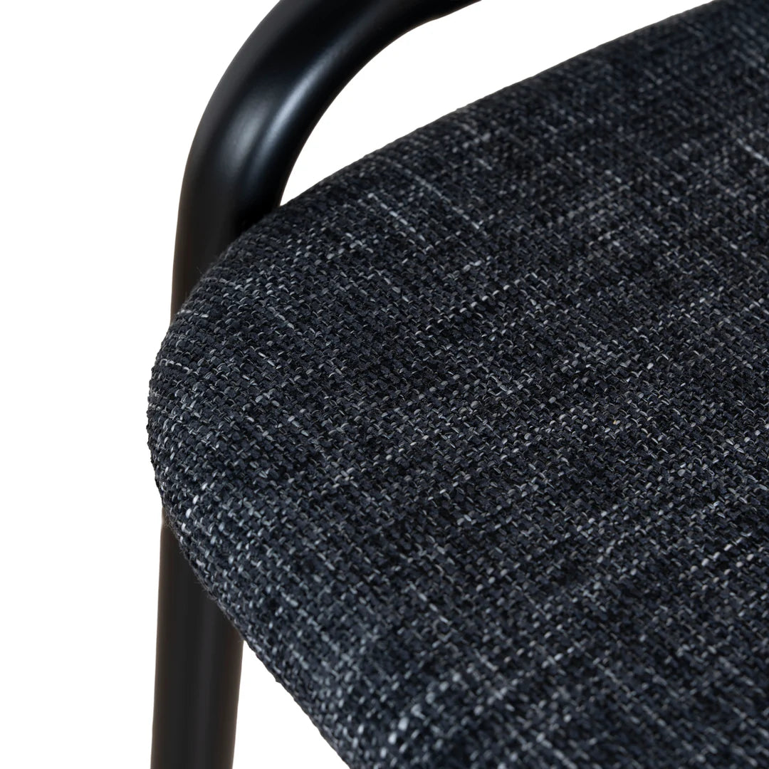 Fabric Dining Chair - Dark Grey with Rattan Back (Set of 2)