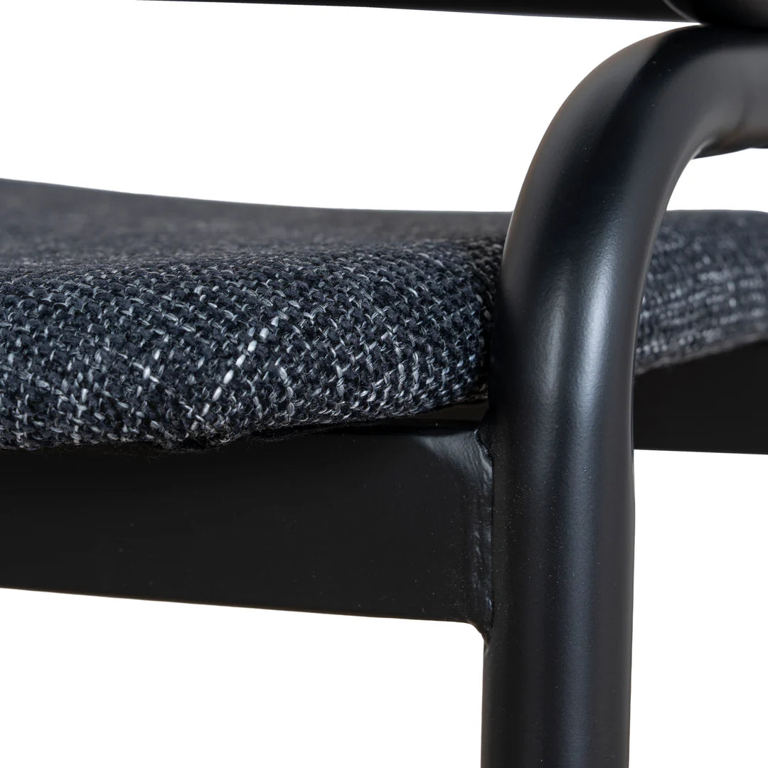 Fabric Dining Chair - Dark Grey with Rattan Back (Set of 2)