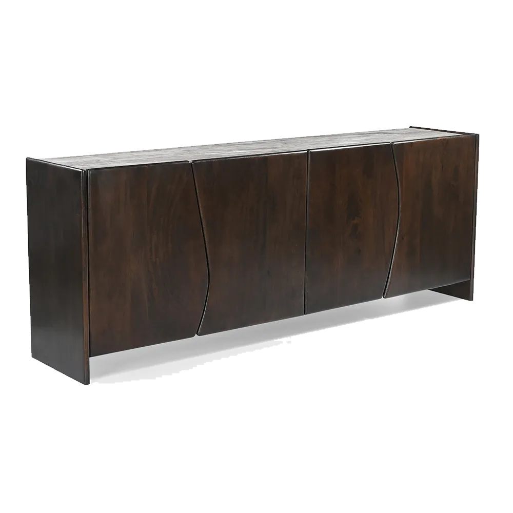 Edwin River Brown Marble Buffet - Dark Walnut