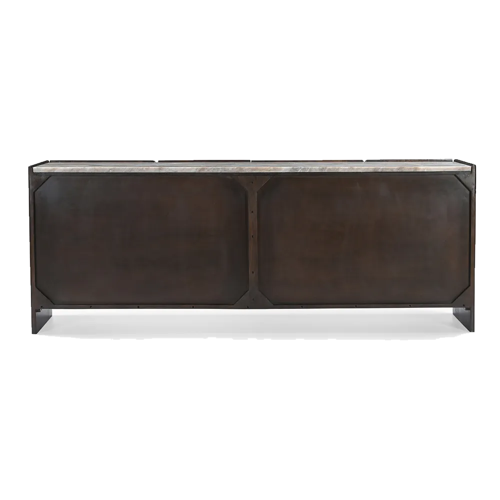 Edwin River Brown Marble Buffet - Dark Walnut