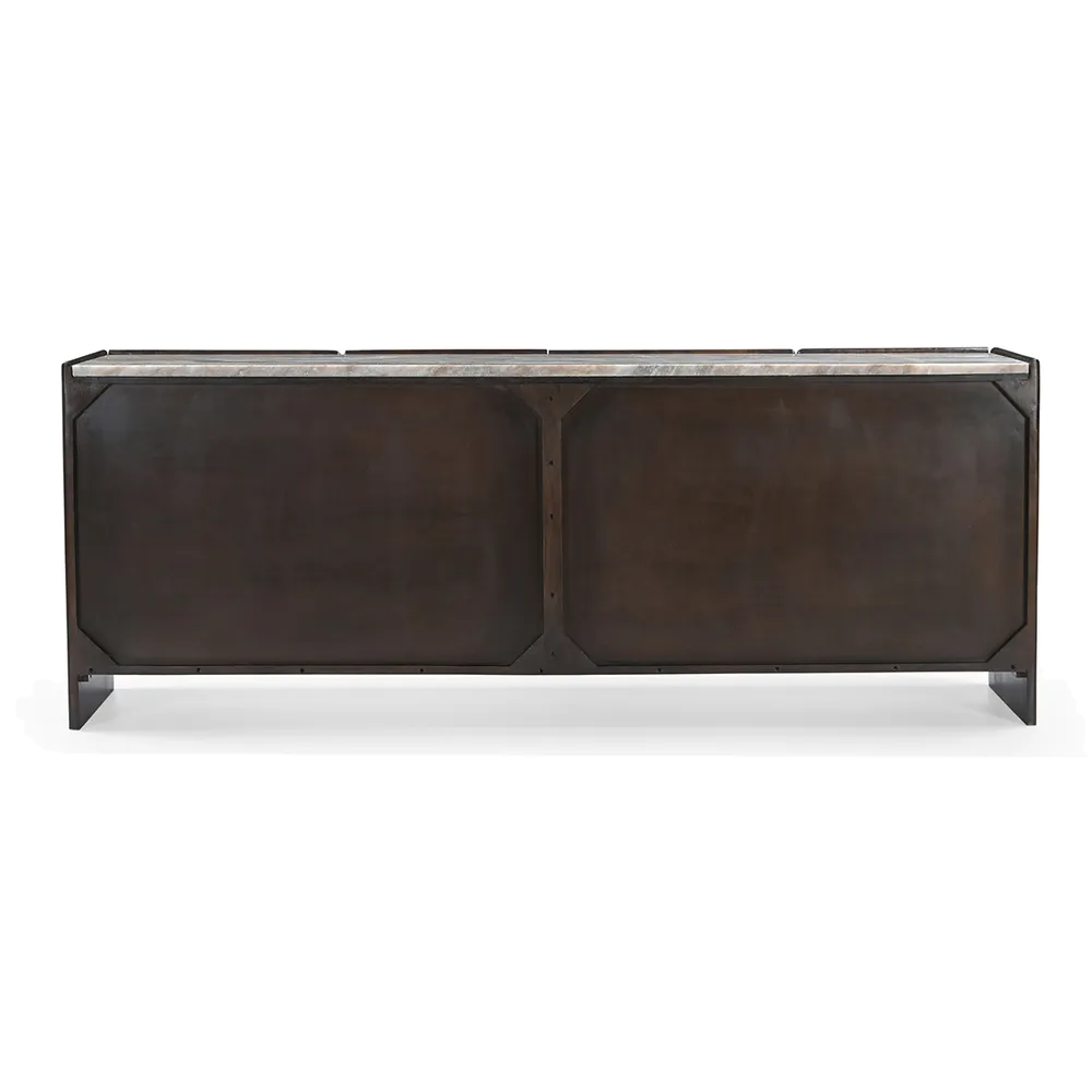 Eldridge River Brown Marble Buffet - Dark Walnut