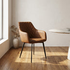 Arco PU Leather Dining Chair with Metal Legs - Cream