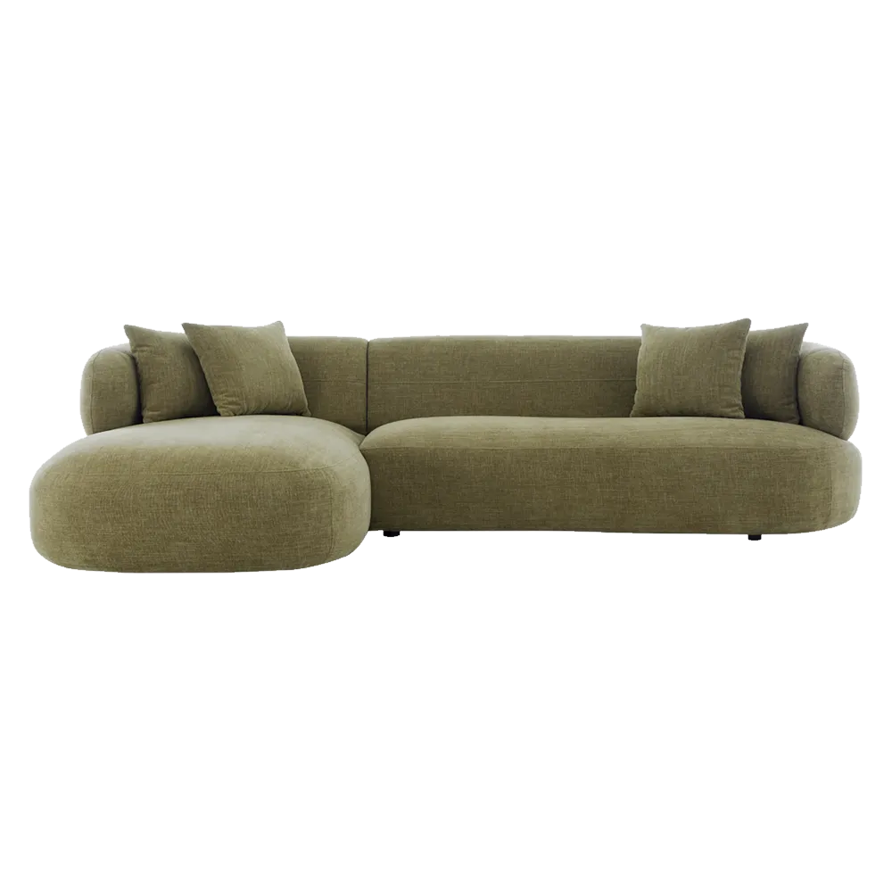 Greenwich Modular 3 Seater Sofa w Left Chaise - Sage Chenille