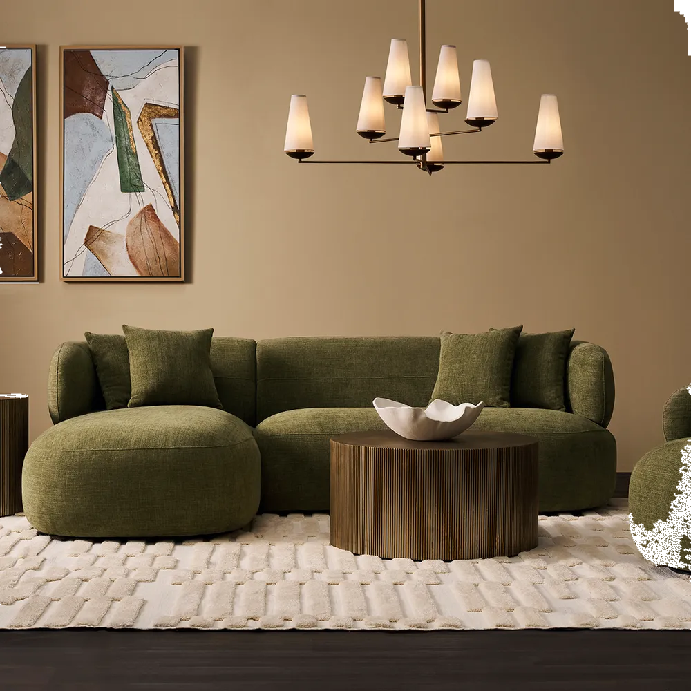Greenwich Modular 3 Seater Sofa w Left Chaise - Sage Chenille