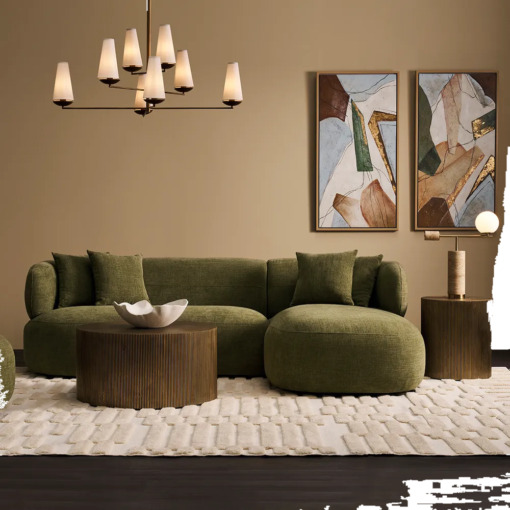 Greenwich Modular 3 Seater Sofa w Right Chaise - Sage Chenille